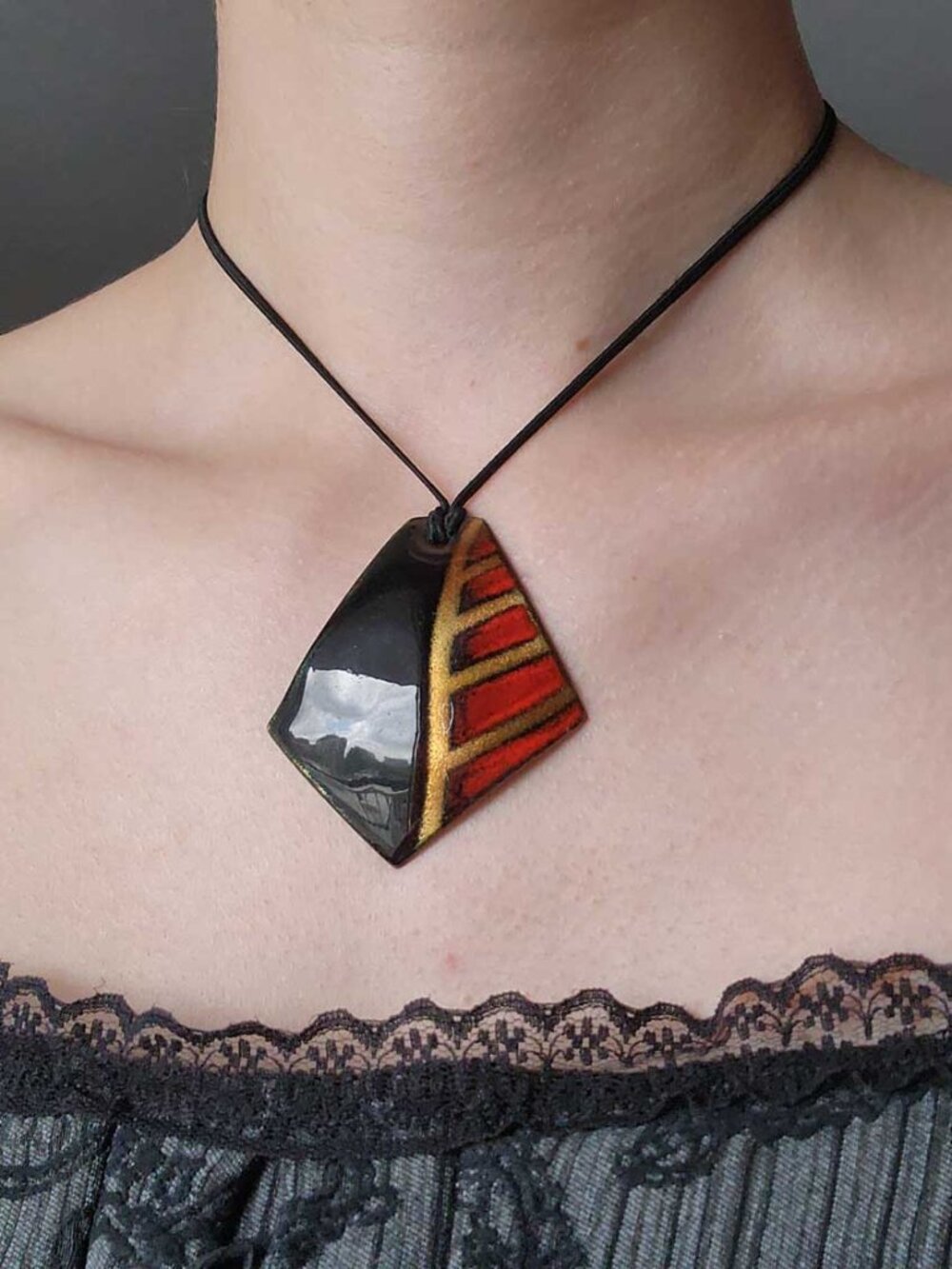 Vintage Murano glass oversized statement necklace on a cord